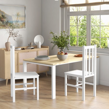 2-osaline täispuidust köögitoolide komplekt, 38,5 × 47,5 × 99 cm, valge