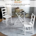 2-osaline puidust köögitoolide komplekt liistudega seljatoega, valge