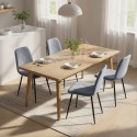 Söögitoa toolid, 4-osaline komplekt, sametise katte ja metalljalgadega, hall