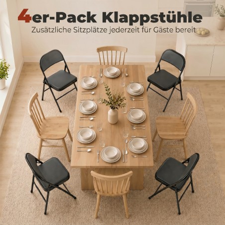 4 kokkupandava kontoritooli komplekt, kunstnahk, must