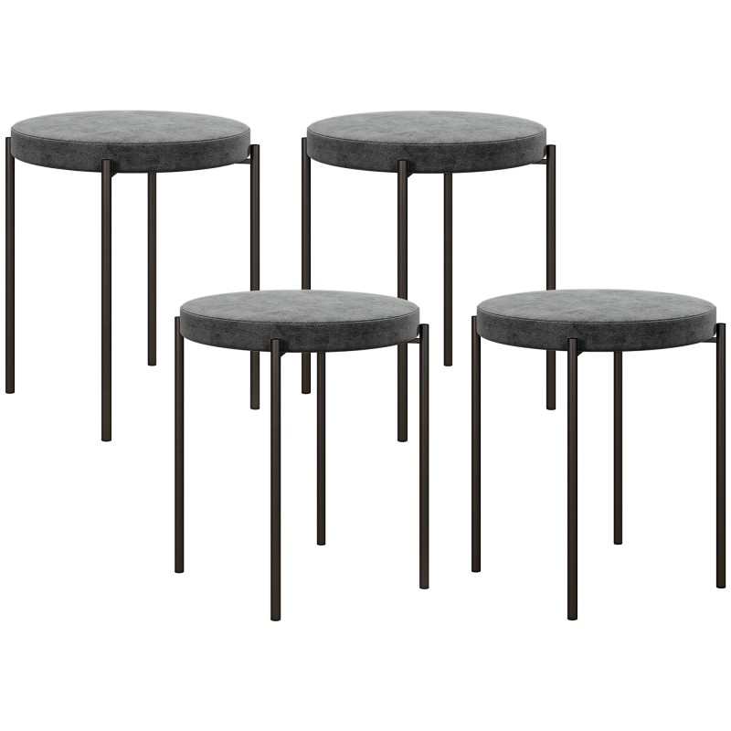 4-osaline virnastatavate köögitaburettide komplekt, kuni 100 kg, tumehall