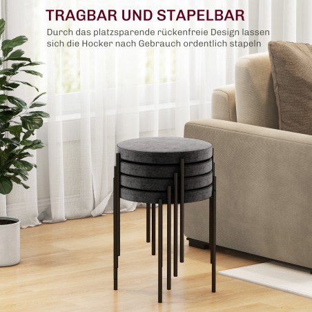 4-osaline virnastatavate köögitaburettide komplekt, kuni 100 kg, tumehall