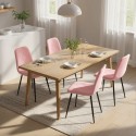 4-osaline sametise kattega söögitoolide komplekt, roosa, 45 × 54 × 87 cm