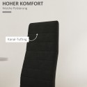 4-osaline käetugedeta söögitoolide komplekt kangaspolstri ja metalljalgadega, must