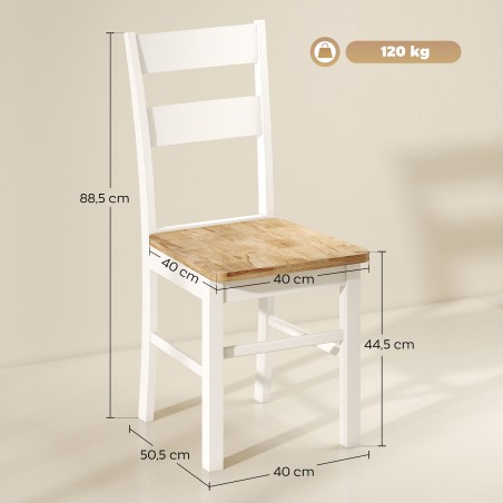 2-osaline köögitoolide komplekt, kummipuit, valge