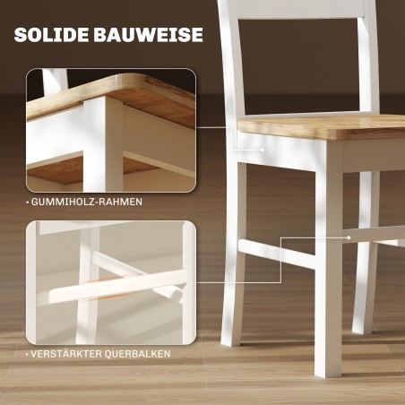 2-osaline köögitoolide komplekt, kummipuit, valge