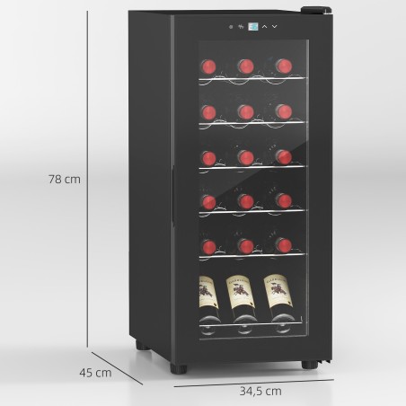 Vaikne veinikülmik puutetundliku ekraani ja valgustusega, 5–18 °C, must