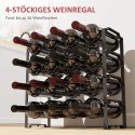 Vabalt seisev metallist veiniriiul 16 pudelile, 4 astet, must