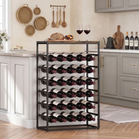 Metallist veiniriiul 30 pudelile, 59 × 30 × 88,5 cm, rustikaalne pruun