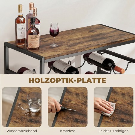Metallist veiniriiul 30 pudelile, 59 × 30 × 88,5 cm, rustikaalne pruun
