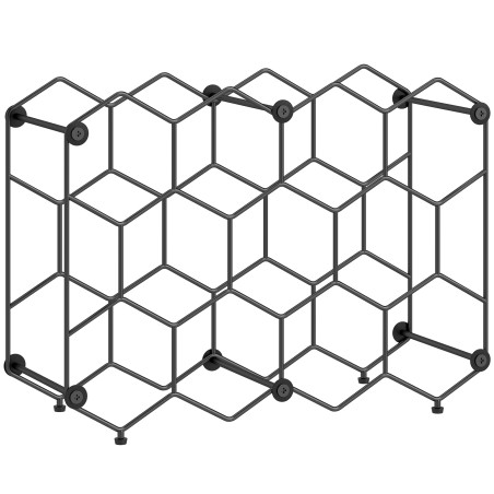 Metallist kärgdisainiga veiniriiul 13 pudelile, 43 × 15,5 × 31 cm, must