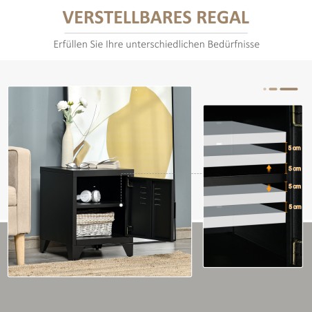 Metallist öökapp reguleeritava riiuli ja uksega, must, 50 × 40 × 47,5 cm