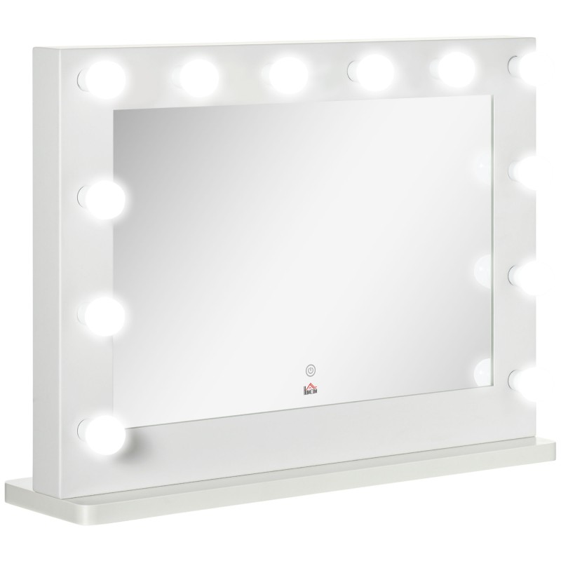 Hollywoodi peegel valgustuse, puutetundliku juhtimise ja 12 hämardatava LED-lambiga, 80 × 60 cm