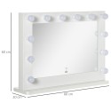 Hollywoodi peegel valgustuse, puutetundliku juhtimise ja 12 hämardatava LED-lambiga, 80 × 60 cm