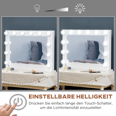 Hollywoodi peegel valgustuse, puutetundliku juhtimise ja 12 hämardatava LED-lambiga, 80 × 60 cm