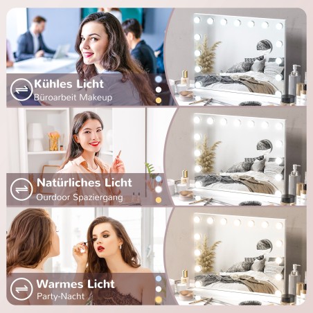 LED-kosmeetikapeegel 3 valgusrežiimi ja USB-ühendusega, valge