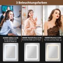 Kompaktne LED-valgustusega tualettlaud, peegel, sahtel, valge