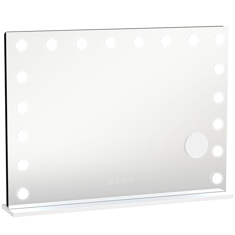 Hollywoodi meigipeegel 18 hämardatava LED-valguse, RGB-valguse ja Bluetoothiga, valge