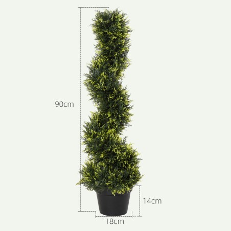 Kunstlik spiraalne seedripuu potiga, 90 cm, roheline