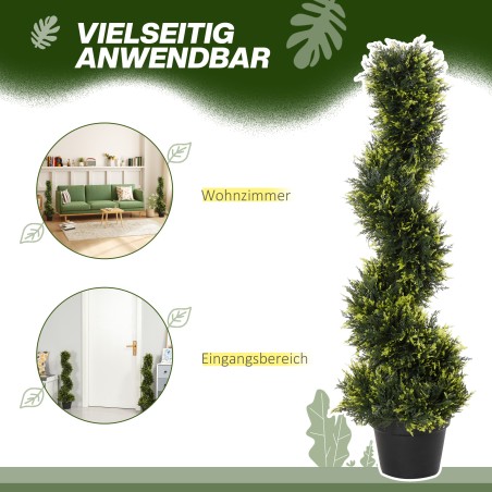 Kunstlik spiraalne seedripuu potiga, 90 cm, roheline