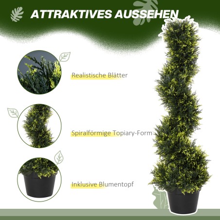 Kunstlik spiraalne seedripuu potiga, 90 cm, roheline