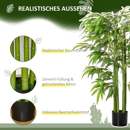 Kunstbambus potis, 780 lehte, 140 cm, roheline