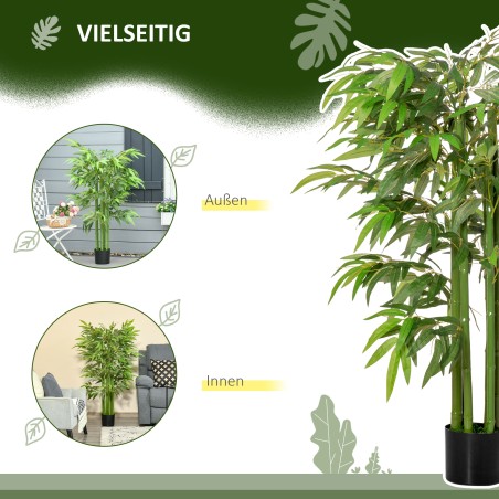 Kunstbambus potis, 780 lehte, 140 cm, roheline