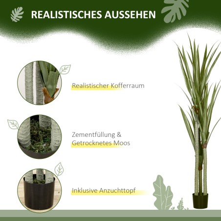 Kunstlik yucca potis, smaragdroheline, 190 cm