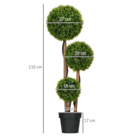 Kunstpukspuu 3 palliga, kõrgus 110 cm, UV-kindel