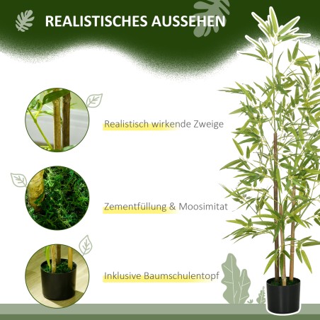 2-osaline kunstbambuste komplekt 3 tüvega, 120 cm, roheline