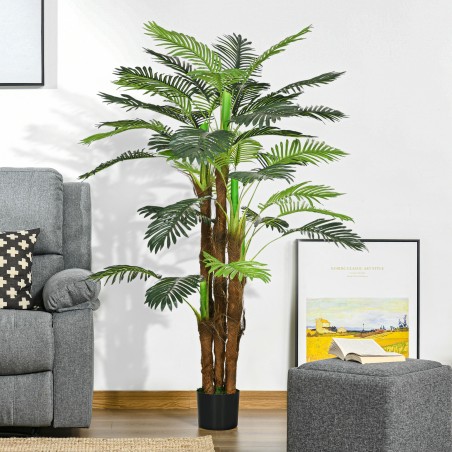 Kunstpalm realistlike okstega, 1,6 m, potiga, pruunikasroheline