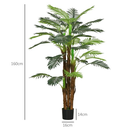 Kunstpalm realistlike okstega, 1,6 m, potiga, pruunikasroheline