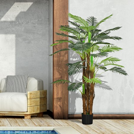Kunstpalm realistlike okstega, 1,6 m, potiga, pruunikasroheline