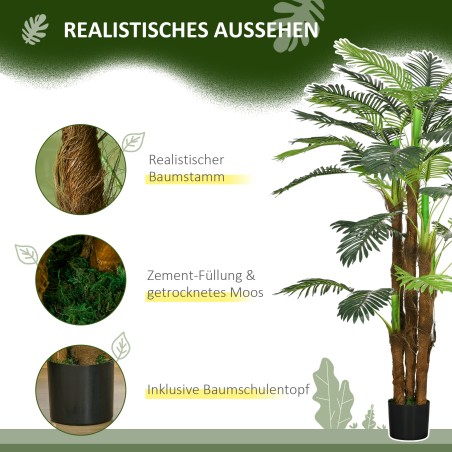 Kunstpalm realistlike okstega, 1,6 m, potiga, pruunikasroheline