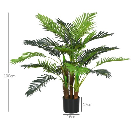 Kunstpalm realistlike okstega, 1 m, potiga, pruunikasroheline