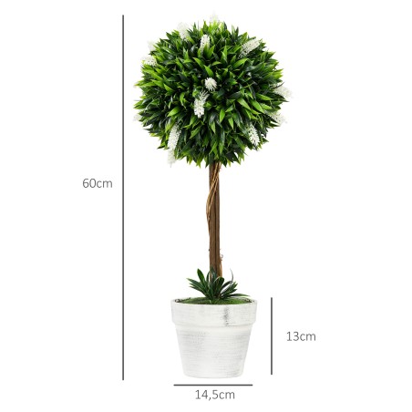 2-osaline kunstlavendli komplekt pottide ja kunstsamblaga, 60 cm, valge