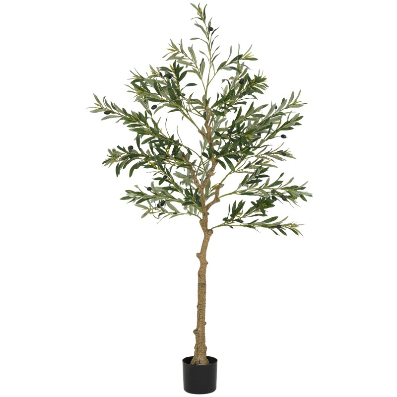 Kunstlik oliivipuu lillepotis, 150 cm, 720 lehte ja 40 oliivi, roheline