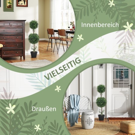 2-osaline UV-kaitsega kunstpukspuude komplekt pottidega, roheline