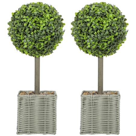 2-osaline UV-kindlate kunstpuude komplekt potis, plast ja tsement, roheline