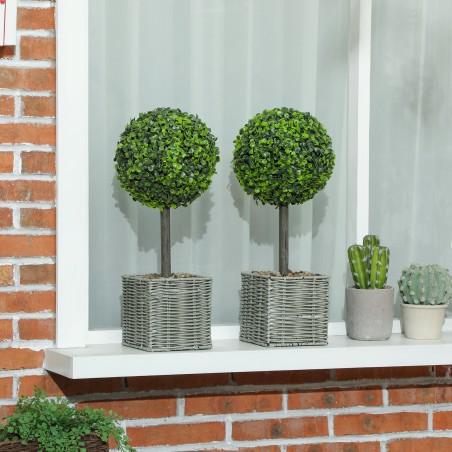 2-osaline UV-kindlate kunstpuude komplekt potis, plast ja tsement, roheline