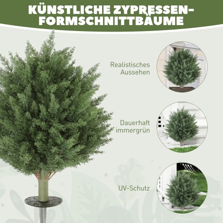 2 kunstküpressi komplekt, UV-kindel, 387 lehte ja maassepaigaldatav vai, roheline