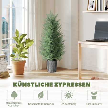2 kunstküpressi komplekt pottides, 90 cm, roheline