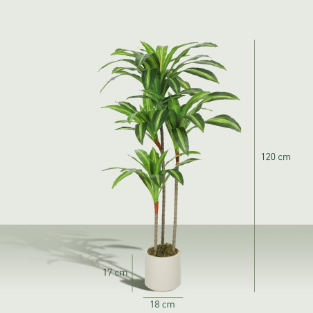 Kunstlik 120 cm draakonipuu painduvate tüvede ja valge potiga
