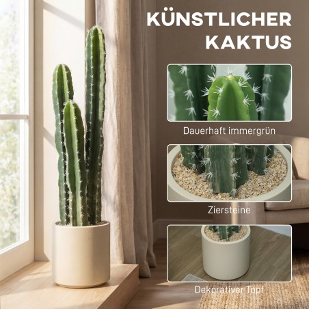 95 cm kõrgune kunstkaktus potiga, roheline