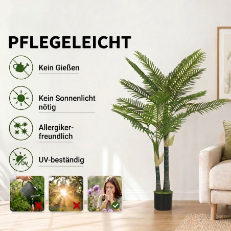 150 cm kõrgune kunstpalm 16 lehe ja potiga, roheline