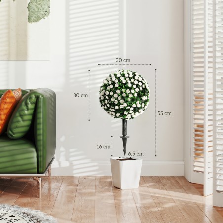 Kunstroosipuude komplekt, 2 tk, UV-kindlad, 55 cm, valge