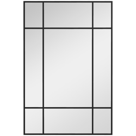Dekoratiivne seinapeegel metallraami ja mustade triipudega, 90 × 60 cm