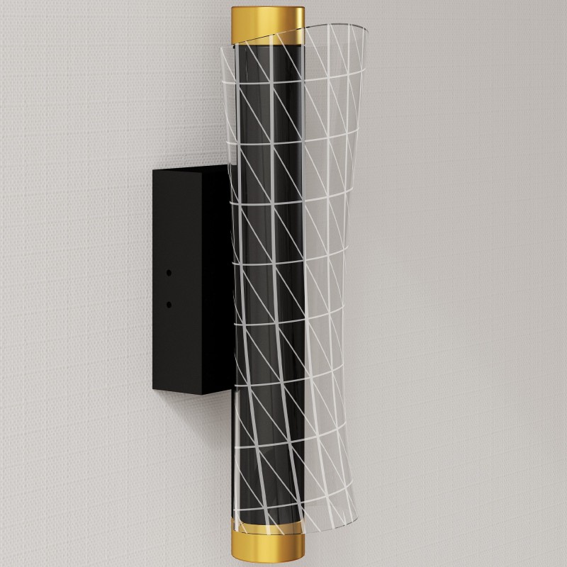 Timmitav metallist LED-seinavalgusti restdisainiga, must