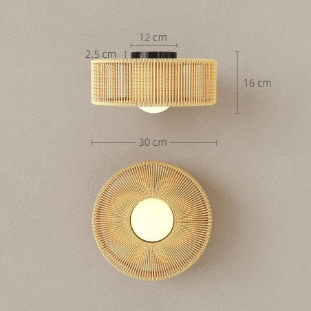 Boho stiilis rippuv laevalgusti ümmarguse kanepinöörist lambivarjuga