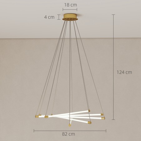 LED-laevalgusti 50 W, 5 reguleeritava valgustoruga, kuldne-valge